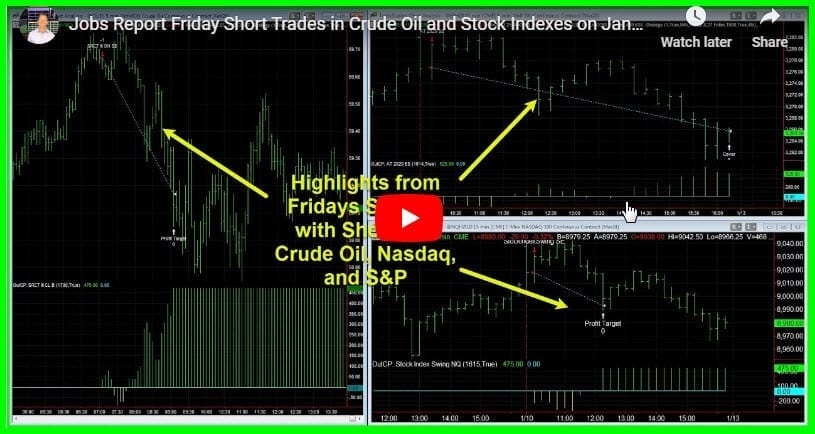 January 10 2020 Jobs Friday Short Trades in Crude, ES, and NQ