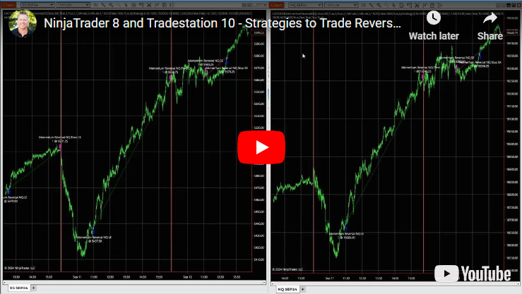 NinjaTrader 8 and Tradestation 10 - Strategies to Trade Reversals on the E-mini S&P and Nasdaq