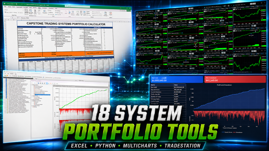 Python, Excel, Multicharts, Tradestation Portfolio Analytics Tools for Trading Algorithms